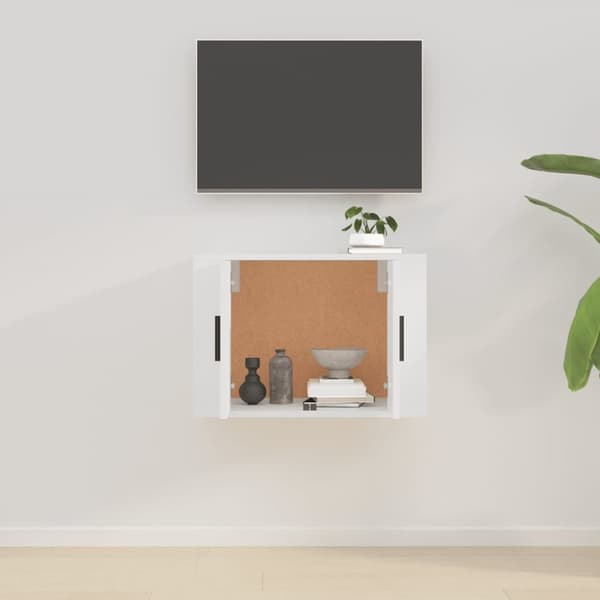 Väggmonterad tv-bänk vit högglans 57x34,5x40 cm - Tv-bänk - Tv-bänkar - Home & Living