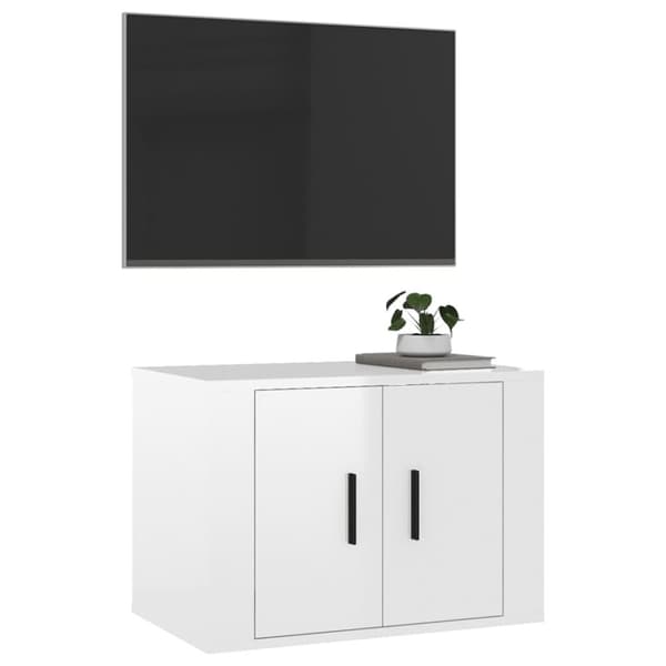 Väggmonterad tv-bänk vit högglans 57x34,5x40 cm - Tv-bänk - Tv-bänkar - Home & Living