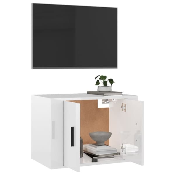 Väggmonterad tv-bänk vit högglans 57x34,5x40 cm - Tv-bänk - Tv-bänkar - Home & Living