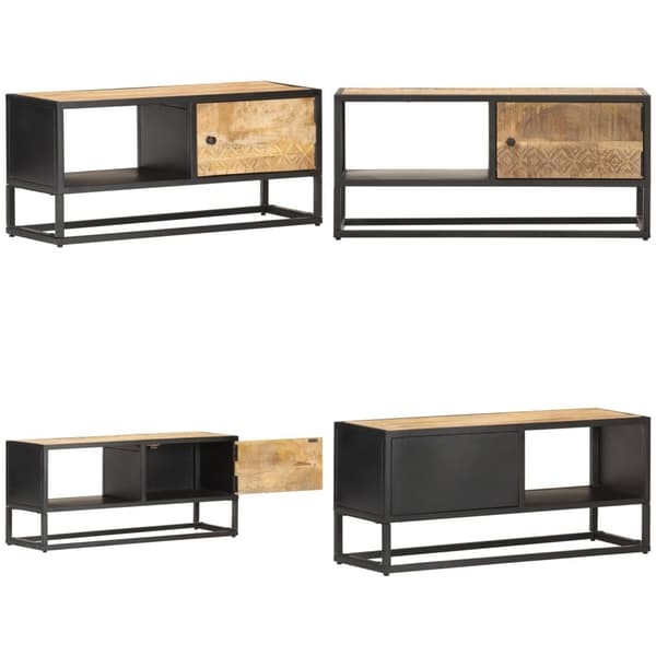 TV-bänk med snidad dörr 90x30x40 cm grovt mangoträ - Tv-bänk - Tv-bänkar - Home & Living