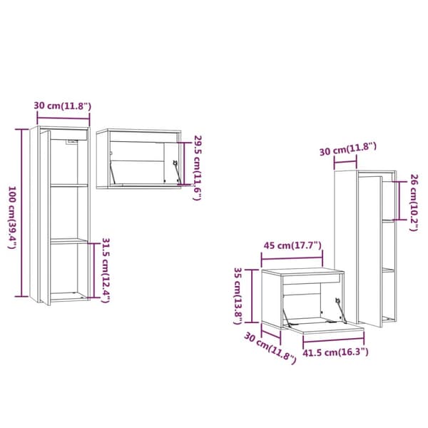 Tv-skabe 4 dele massivt fyrretræ hvid - Tv-skab - Tv-skabe - Home & Living