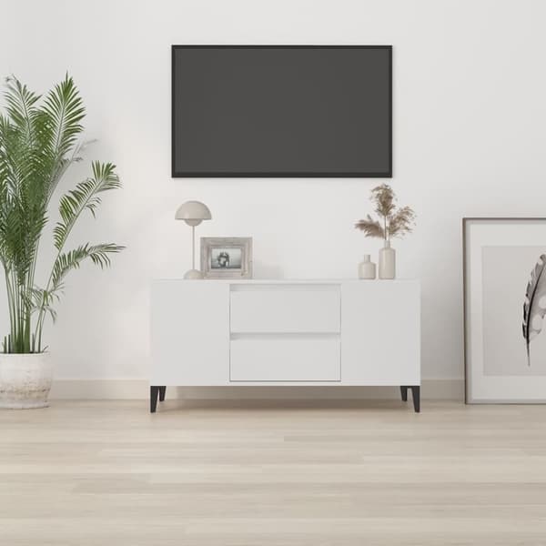 Tv-bänk vit 102x44,5x50 cm konstruerat trä - TV-bänk - TV-bänkar - Home & Living