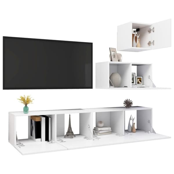 TV-skåp 4 delar vit konstruerat trä - TV-skåp - Hängande TV-skåp - Home & Living