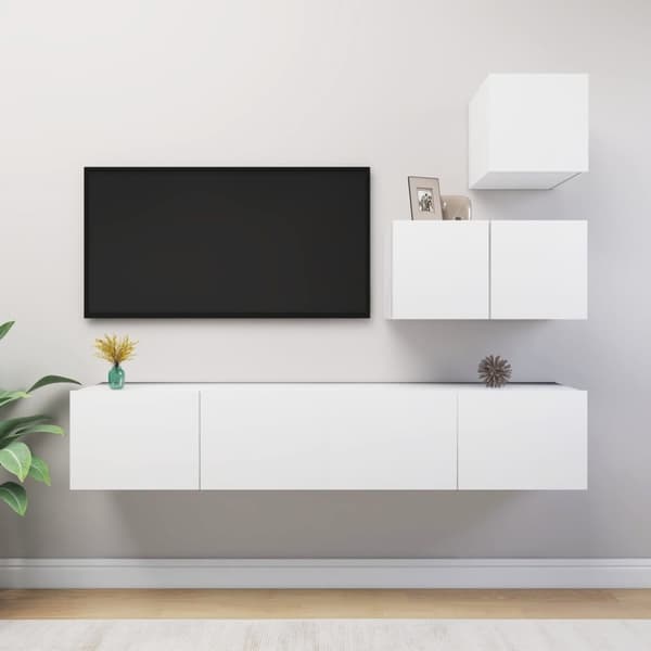 TV-skåp 4 delar vit konstruerat trä - TV-skåp - Hängande TV-skåp - Home & Living