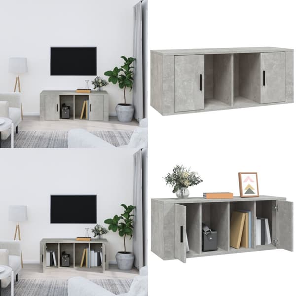 Tv-bänk betonggrå 100x35x40 cm konstruerat trä - TV-bänk - TV-bänkar - Home & Living