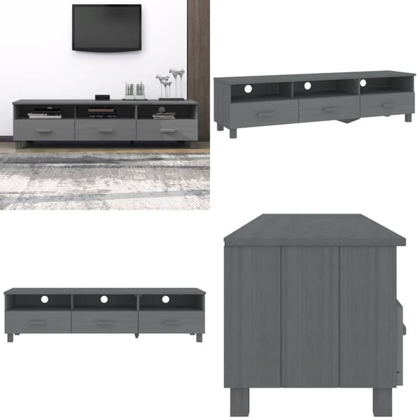 Tv-skab HAMAR 158x40x40 cm massivt fyrretræ mørkegrå - Tv-bord - Tv-borde - Home & Living