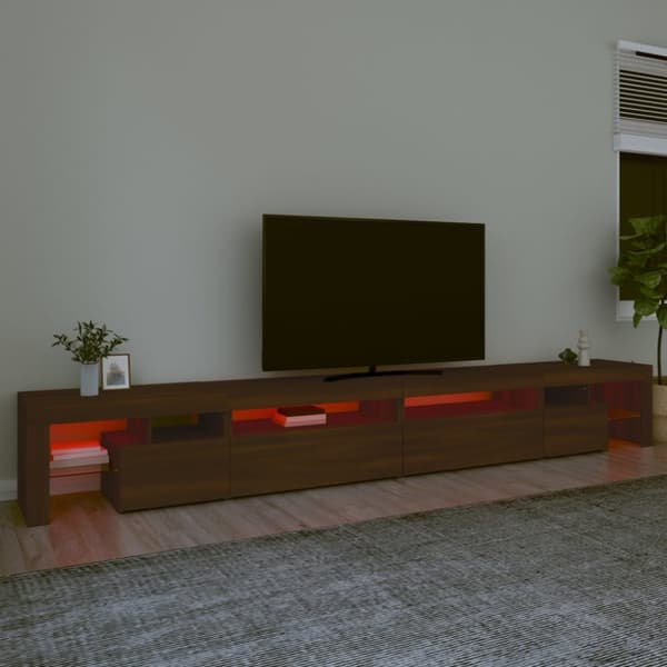 Tv-bänk med LED-belysning brun ek 290x36,5x40 cm - TV-bänk - TV-bänkar - Home & Living