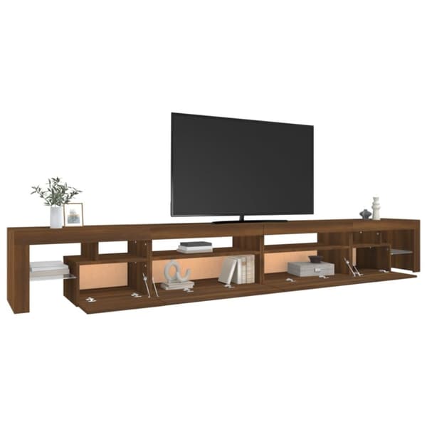 Tv-bänk med LED-belysning brun ek 290x36,5x40 cm - TV-bänk - TV-bänkar - Home & Living