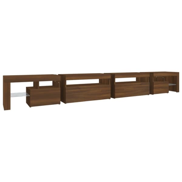 Tv-bänk med LED-belysning brun ek 290x36,5x40 cm - TV-bänk - TV-bänkar - Home & Living