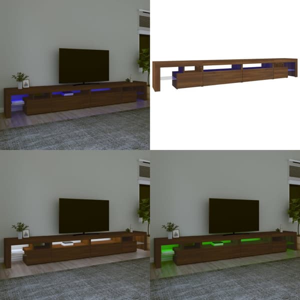 Tv-bänk med LED-belysning brun ek 290x36,5x40 cm - TV-bänk - TV-bänkar - Home & Living