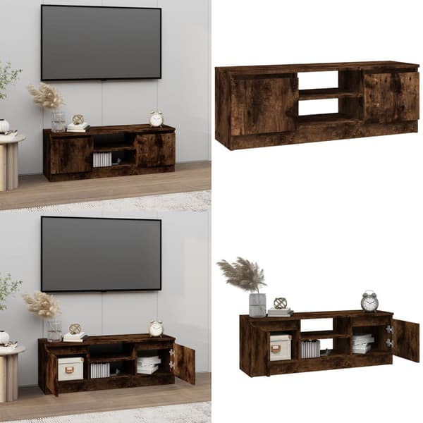 TV-bänk med dörr Rökfärgad ek 102x30x36 cm - Tv-bänk - Tv-bänkar - Home & Living
