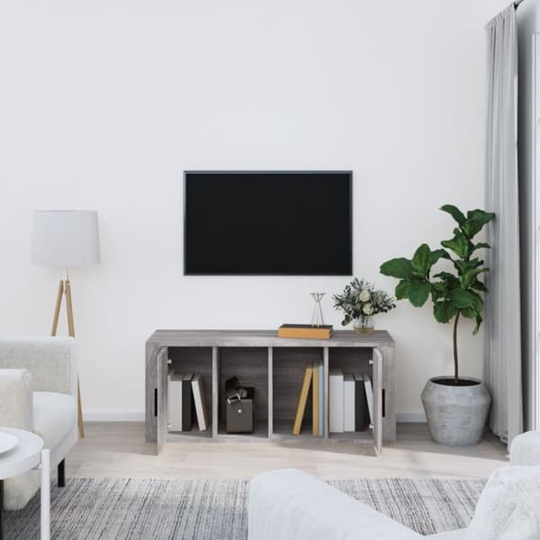 TV-bänk grå sonoma 100x35x40 cm konstruerat trä - TV-bänk - TV-bänkar - Home & Living