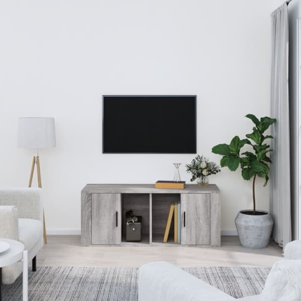 TV-bänk grå sonoma 100x35x40 cm konstruerat trä - TV-bänk - TV-bänkar - Home & Living