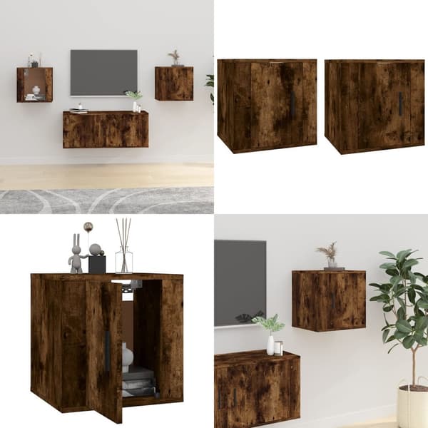 Väggmonterade tv-skåp 2 st rökfärgad ek 40x34,5x40 cm - Tv-bänk - Tv-bänkar - Home & Living