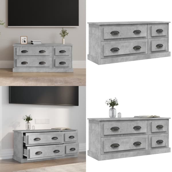 Tv-bänk betonggrå 100x35,5x45 cm konstruerat trä - TV-bänk - TV-bänkar - Home & Living