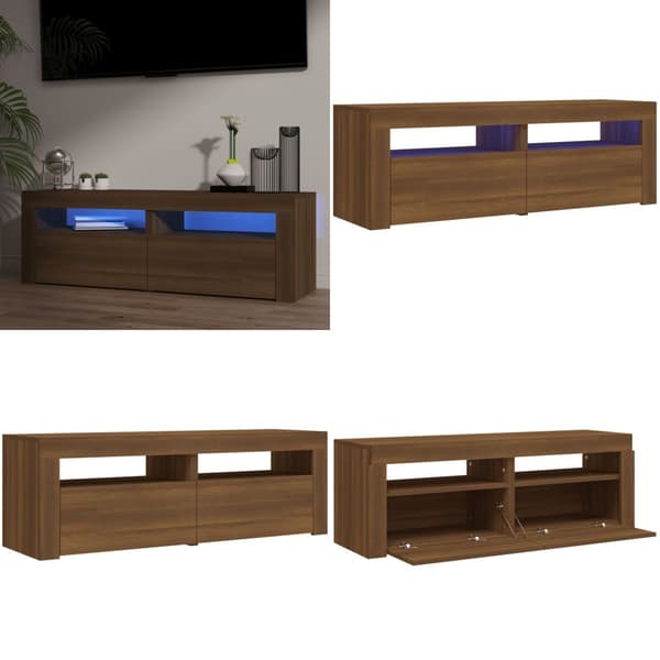 Tv-bord med LED-lys 120x35x40 cm brun egetræsfarve - Tv-skab - Tv-skabe - Home & Living