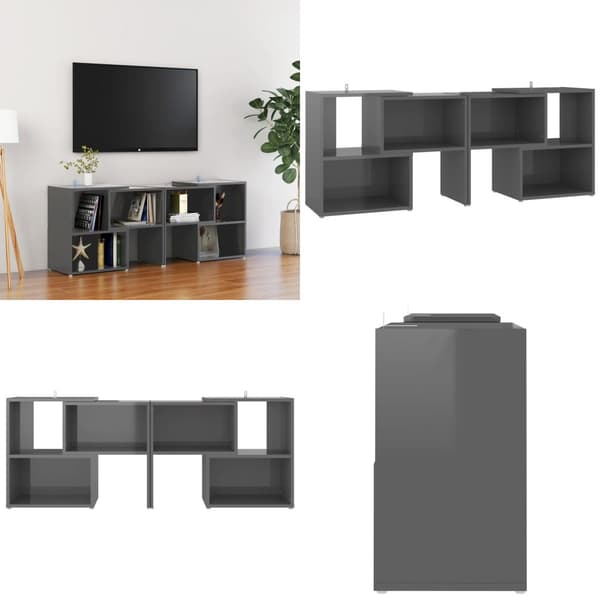 TV-bänk grå högglans 104x30x52 cm konstruerat trä - TV-skåp - Stereoskåp - Home & Living