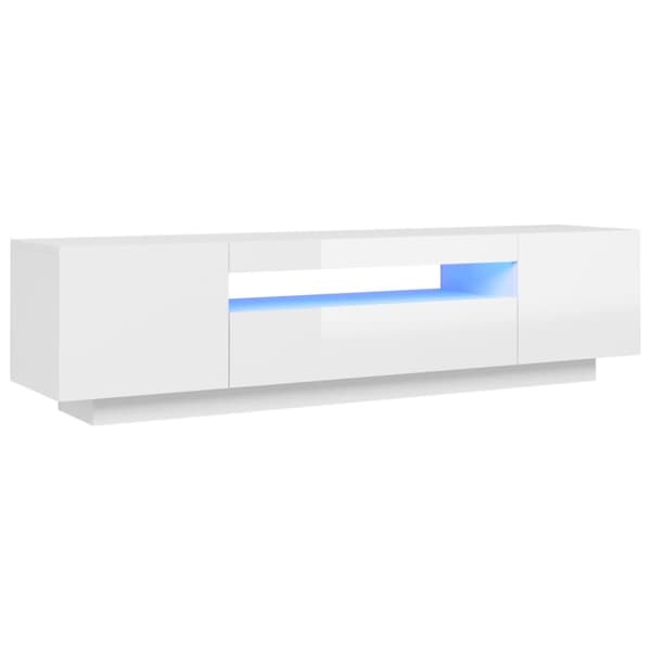 TV-bänk med LED-belysning vit högglans 160x35x40 cm - Tv-bänk - Tv-bänkar - Home & Living