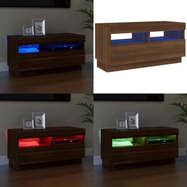 TV-taso LED-valoilla ruskea tammi 80x35x40 cm - TV-taso - TV-tasot - Home & Living