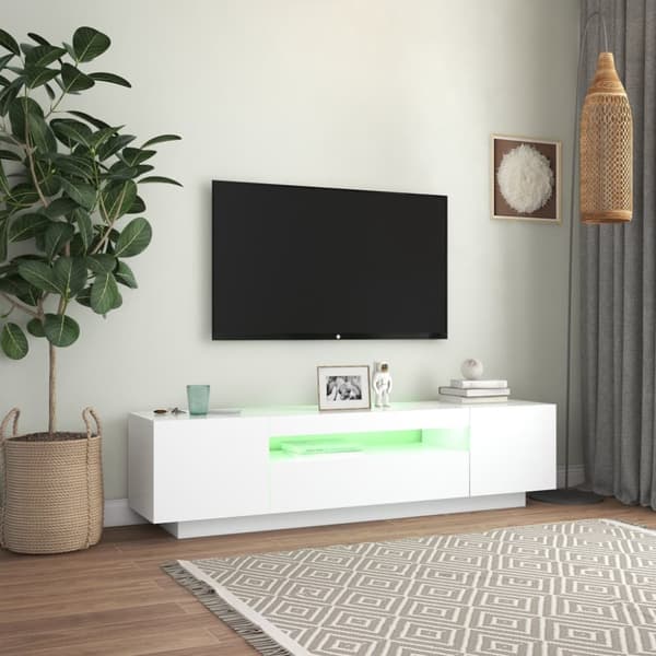 Tv-skab med LED-lys 160x35x40 cm hvid - Tv-skab - Tv-skabe - Home & Living
