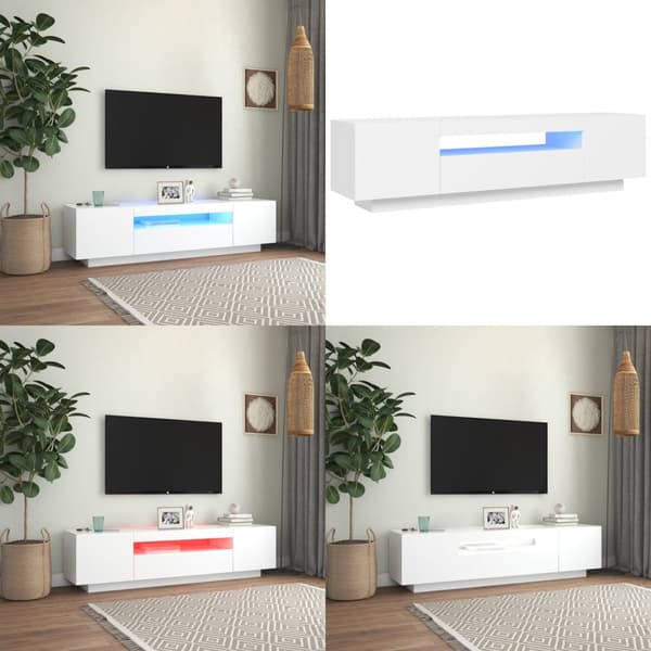 Tv-skab med LED-lys 160x35x40 cm hvid - Tv-skab - Tv-skabe - Home & Living