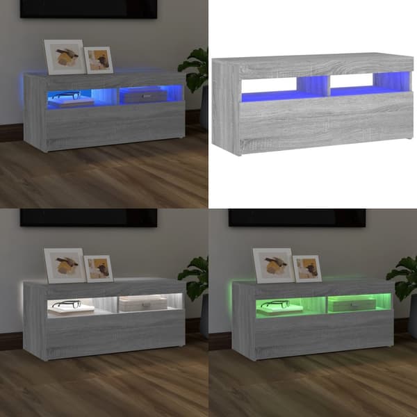 Tv-bord med LED-lys 90x35x40 cm grå sonoma-eg - Tv-bord - Tv-borde - Home & Living