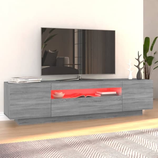 TV-bänk med LED-belysning grå sonoma 160x35x40 cm - TV-bänk - TV-bänkar - Home & Living