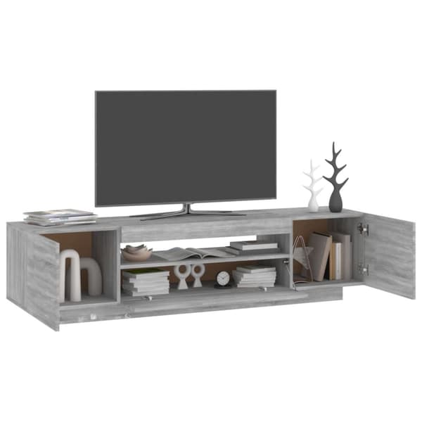 TV-bänk med LED-belysning grå sonoma 160x35x40 cm - TV-bänk - TV-bänkar - Home & Living