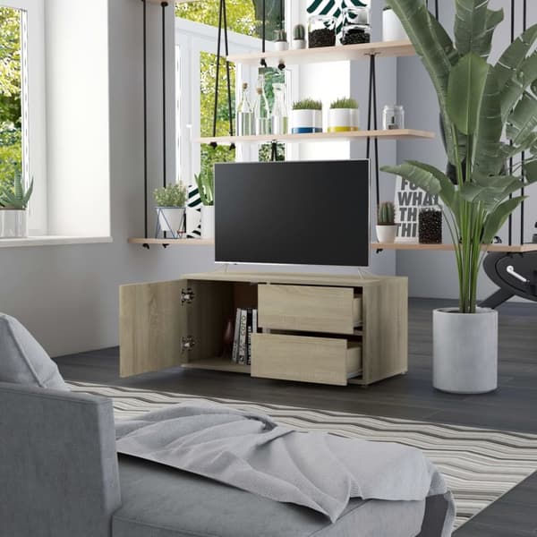 Tv-bänk sonoma-ek 80x34x36 cm konstruerat trä - Tv-bänk - Tv-bänkar - Home & Living
