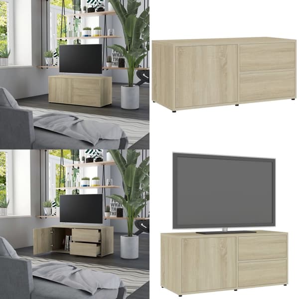 Tv-bänk sonoma-ek 80x34x36 cm konstruerat trä - Tv-bänk - Tv-bänkar - Home & Living