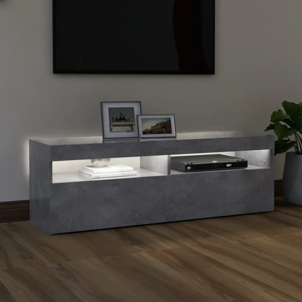 TV-bänk med LED-belysning betonggrå 120x35x40 cm - Tv-bänk - Tv-bänkar - Home & Living