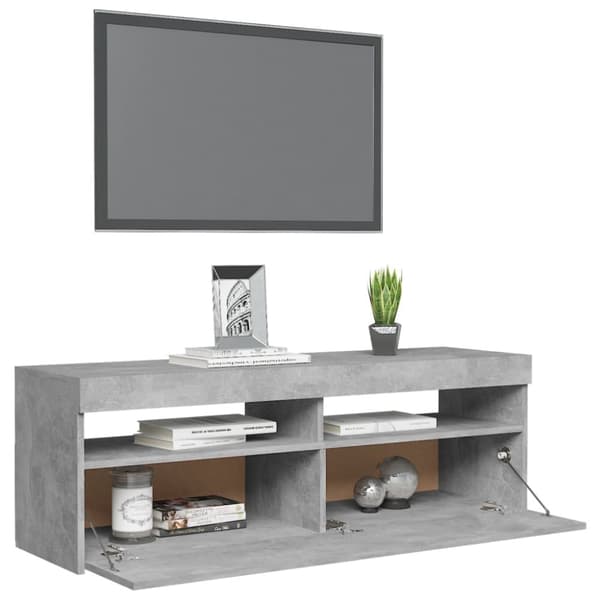 TV-bänk med LED-belysning betonggrå 120x35x40 cm - Tv-bänk - Tv-bänkar - Home & Living
