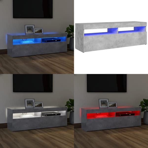 TV-bänk med LED-belysning betonggrå 120x35x40 cm - Tv-bänk - Tv-bänkar - Home & Living