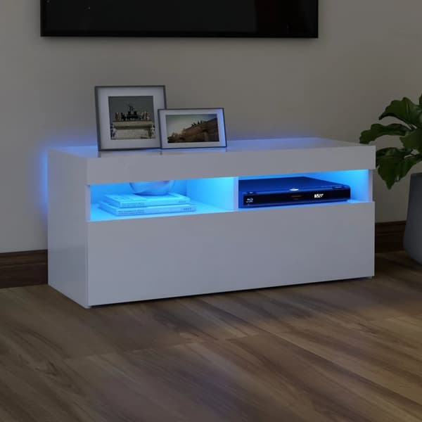 Tv-skab med LED-lys 90x35x40 cm hvid - Tv-skab - Tv-skabe - Home & Living