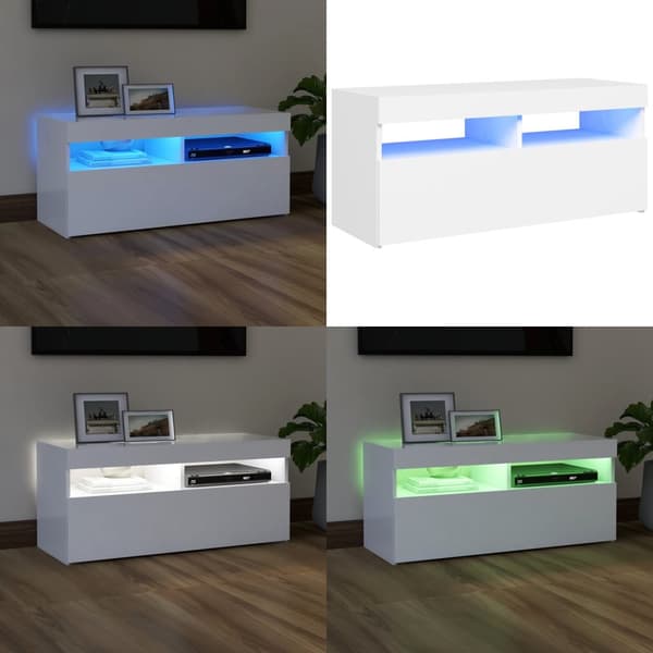 Tv-skab med LED-lys 90x35x40 cm hvid - Tv-skab - Tv-skabe - Home & Living