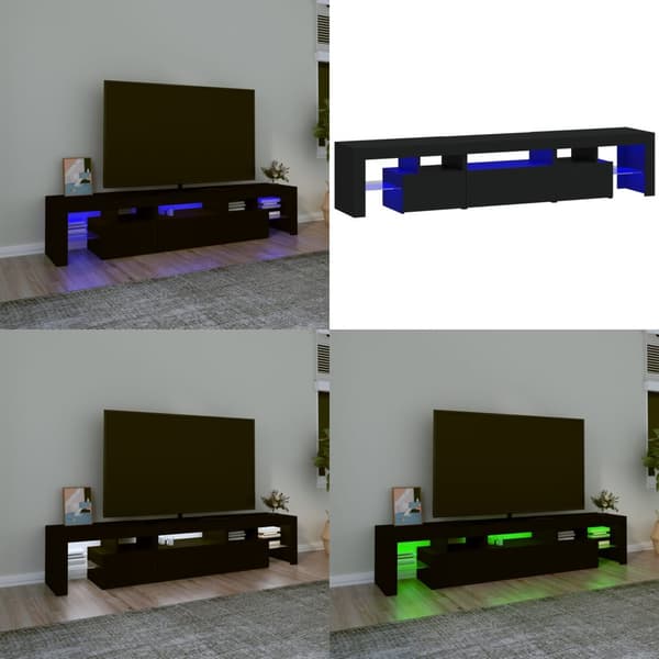 Tv-bänk med LED-belysning svart 200x36,5x40 cm - TV-bänk - TV-bänkar - Home & Living