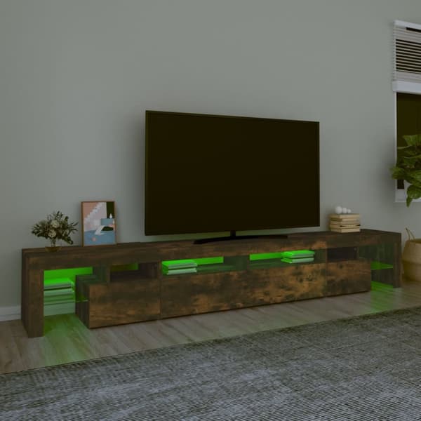 Tv-bord med LED-lys 260x36,5x40 cm røget egetræsfarve - Tv-skab - Tv-skabe - Home & Living