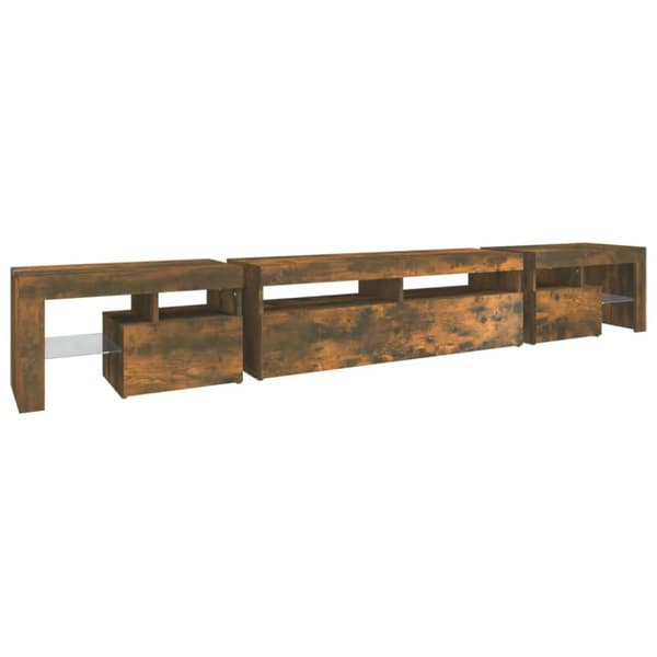 Tv-bord med LED-lys 260x36,5x40 cm røget egetræsfarve - Tv-skab - Tv-skabe - Home & Living