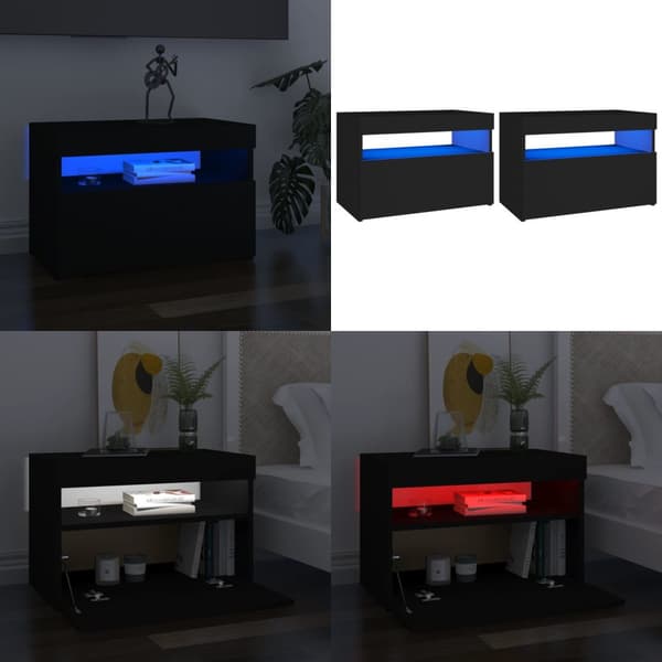 TV-tasot LED-valoilla 2 kpl musta 60x35x40 cm - TV-taso - TV-tasot - Home & Living