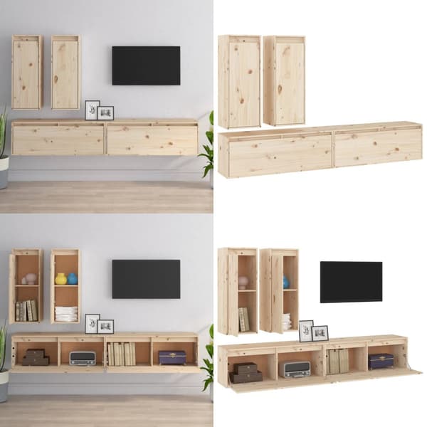 Tv-skabe 4 dele massivt fyrretræ - Tv-skab - Tv-skabe - Home & Living