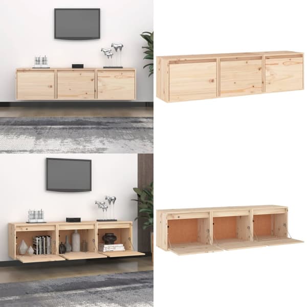 Tv-bänk 3 st massiv furu - Tv-bänk - Tv-bänkar - Home & Living