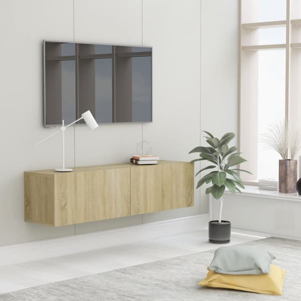 TV-bänk sonoma-ek 120x30x30 cm konstruerat trä - Tv-bänk - Tv-bänkar - Home & Living