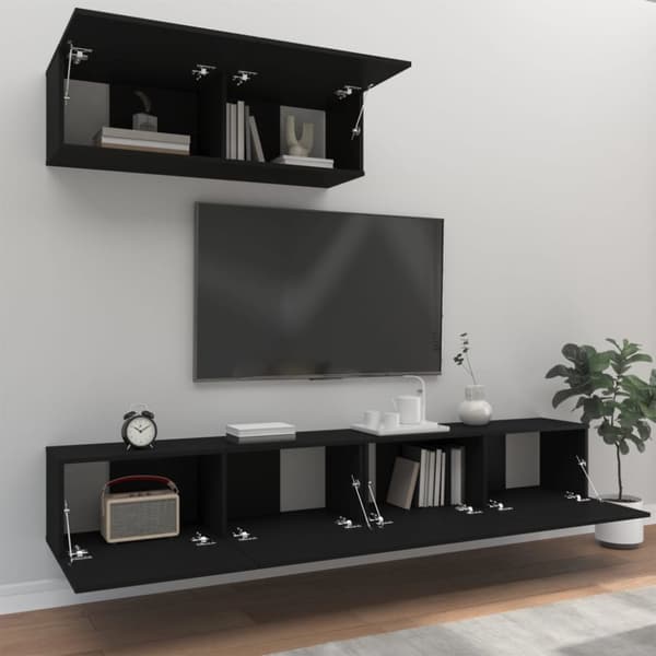 Tv-skabssæt 3 dele konstrueret træ sort - Tv-skab - Tv-skabe - Home & Living