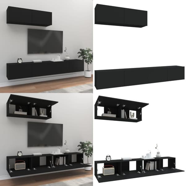 Tv-skabssæt 3 dele konstrueret træ sort - Tv-skab - Tv-skabe - Home & Living