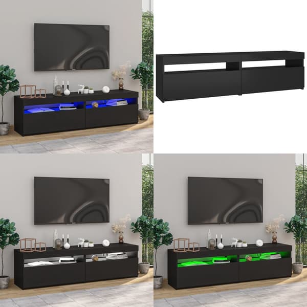 Tv-borde 2 stk. Med LED-lys 75x35x40 cm sort - Tv-skab - Tv-skabe - Home & Living