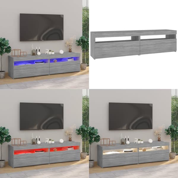 Tv-borde 2 stk. Med LED-lys 75x35x40 cm grå sonoma-eg - Tv-skab - Tv-skabe - Home & Living