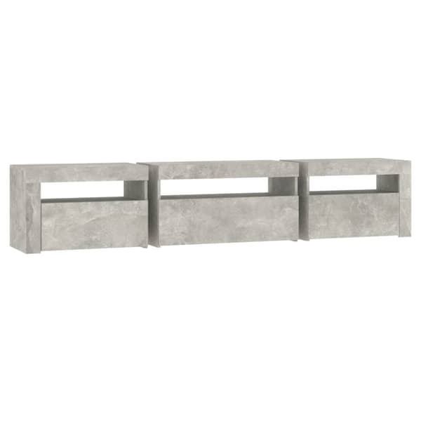 Sengebord med LED-lys 195x35x40 cm betongrå - Tv-skab - Tv-skabe - Home & Living