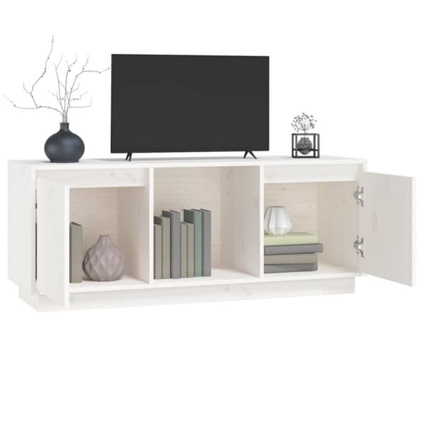 Tv-bord 110,5x35x45 cm massivt fyrretræ hvid - Tv-bord - Tv-borde - Home & Living