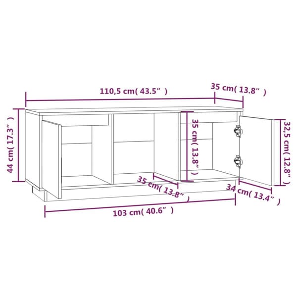 Tv-bord 110,5x35x45 cm massivt fyrretræ hvid - Tv-bord - Tv-borde - Home & Living
