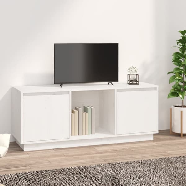 Tv-bord 110,5x35x45 cm massivt fyrretræ hvid - Tv-bord - Tv-borde - Home & Living